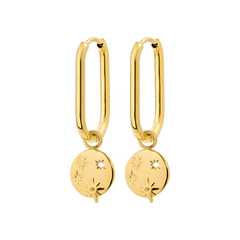 Shiny Stars Oval Hoop Set Small Gold