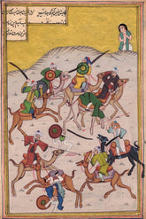Persian Miniature Painting Handmade Indo Islamic Illuminated Battle Ethnic Art