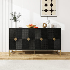 Sideboard Buffet Cabinet with Storage,Accent Storage Cabinet with Carved Textured