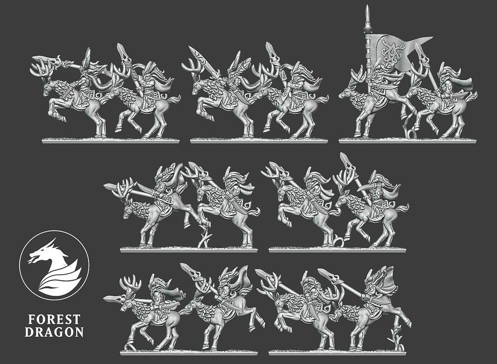 10mm Wood Elf Stag Riders